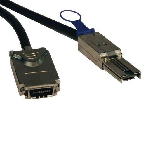 "External SAS Cable, 4 Lane - mini-SAS (SFF-8088) to 4xInfiniband (SFF-8470), 2M (6-ft.)" (tripp_S520-02M)