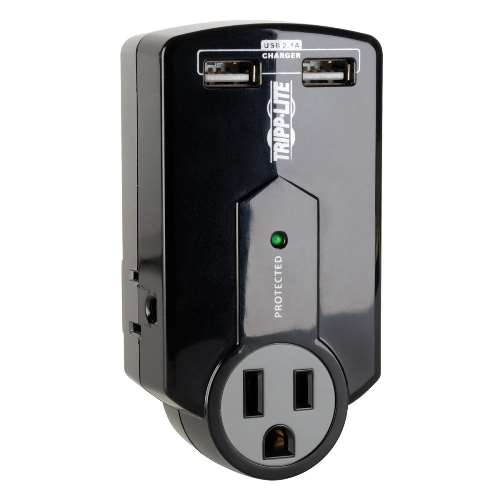 "Protect It! 3-Outlet Surge Protector, Direct Plug-In, 540 Joules, 2.1A USB Charger" (tripp_SK120USB)