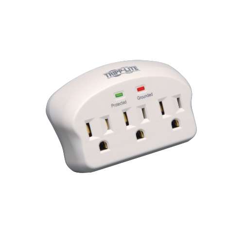 "Protect It! 3-Outlet Surge Protector, Direct Plug-In, 660 Joules, 2 Diagnostic LEDs" (tripp_SK3-0)