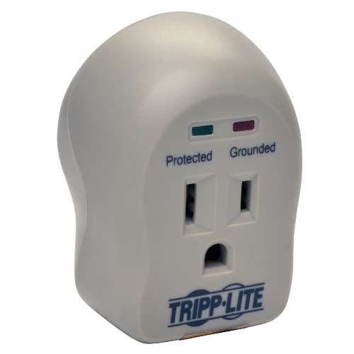 "SpikeCube Series 1-Outlet Personal Surge Protector, Direct Plug-In, 600 Joules, 2 Dignostic LEDs" (tripp_SPIKECUBE)