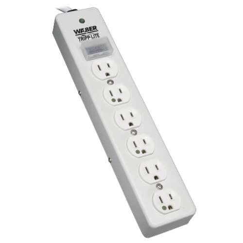 "NOT for Patient-Care Rooms - UL1363 Hospital-Grade Surge Protector with 6 Hospital-Grade Outlets, 15 ft. Cord, 1050 Joules" (tripp_SPS-615-HG)