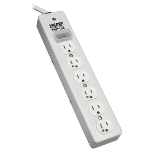 "NOT for Patient-Care Rooms - UL1363 Hospital-Grade Surge Protector with 6 Hospital-Grade Outlets, 10 ft. Cord, 1050 Joules" (tripp_SPS610HGRA)