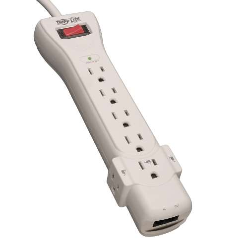 "Protect It! 7-Outlet Surge Protector, 6-ft. Cord, 1080 Joules, Fax/Modem Protection, RJ11" (tripp_SUPER6TEL)