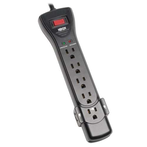 "Protect It! 7-Outlet Surge Protector, 7 ft. Cord, 2160 Joules, Black Housing" (tripp_SUPER7B)