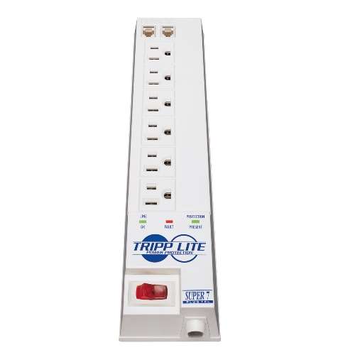 "Protect It! 7-Outlet Surge Protector, 7-ft. Cord, 2520 Joules, Fax/Modem Protection, RJ11" (tripp_SUPER7TEL)