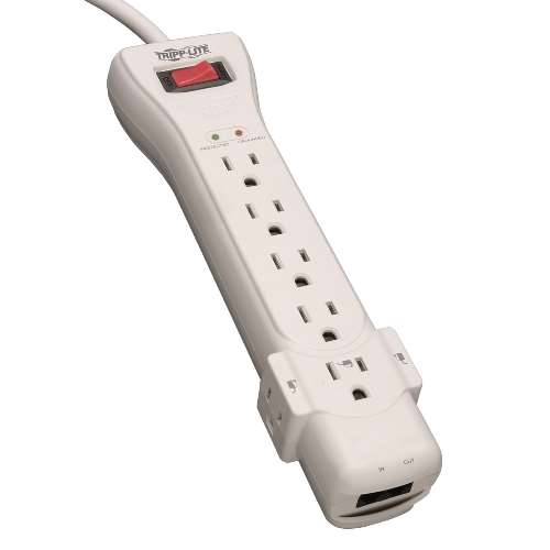 "Protect It! 7-Outlet Surge Protector, 15-ft. Cord, 2520 Joules, Fax/Modem Protection, RJ11" (tripp_SUPER7TEL15)