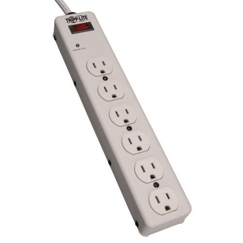 "Protect It! 6-Outlet Surge Protector, 6-ft. cord, 900 Joules, Diagnostic LED" (tripp_TLM606)