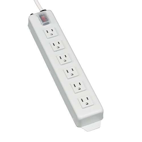 "Power It! 6-Outlet Power Strip, 6-ft. Cord, Power Switch Cover, White Housing" (tripp_TLM606NC)