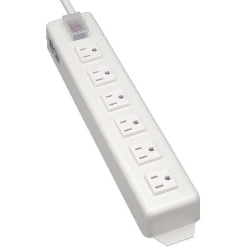 "Power It! Power Strip with 6 Right Angle Outlets, 15-ft. Cord, Transparent Switch Cover" (tripp_TLM615NCRA)