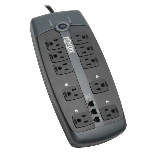 "Protect It! 10-Outlet Surge Protector, 8-ft, Cord, 2395 Joules, Tel/Modem Protection" (tripp_TLP1008TEL)