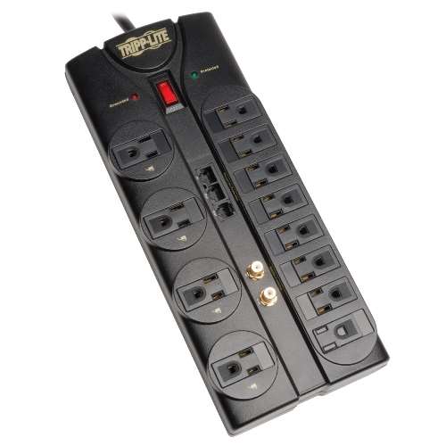 "Protect It! 12-Outlet Surge Protector, 8-ft. Cord, 2880 Joules, Tel/Modem/Coaxial/Ethernet Protection" (tripp_TLP1208SAT)