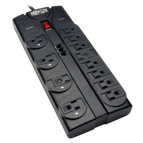 "Protect It! 12-Outlet Surge Protector, 8-ft. Cord, 2160 Joules, Tel/Modem Protection" (tripp_TLP1208TEL)