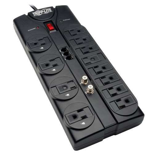 "Protect It! 12-Outlet Surge Protector, 8-ft. Cord, 2880 Joules, Tel/Modem/Coaxial Protection" (tripp_TLP1208TELTV)