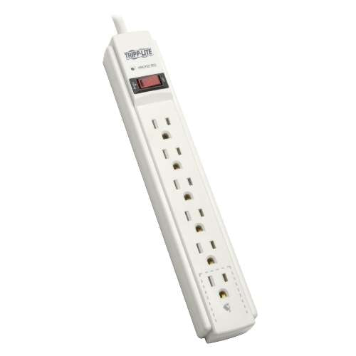 "Protect It! 6-Outlet Surge Protector, 6-ft Cord, 790 Joules, Diagnostic LED, White Housing" (tripp_TLP606)