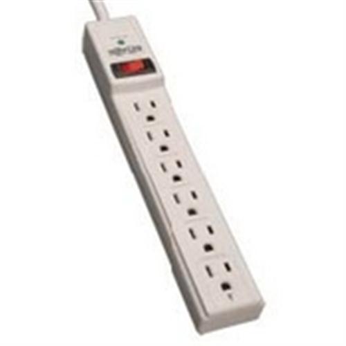 "TAA-Compliant Protect It! 6-Outlet Surge Protector, 6-ft Cord, 790 Joules, Diagnostic LED, White Housing" (tripp_TLP606TAA)