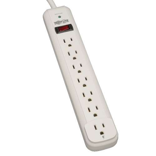 "Protect It! 7-Outlet Surge Protector, 12-ft. Cord, 1080 Joules, Light Gray Housing" (tripp_TLP712)