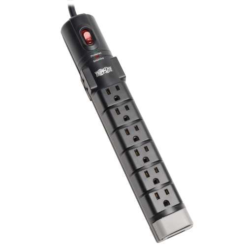 "Protect It! 8-Outlet Surge Protector, 6-ft. Cord, 2160 Joules, Tel/DSL Protection, Cord Clip" (tripp_TLP806TEL)