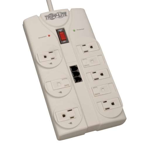 "Protect It! 8-Outlet Computer Surge Protector, 8-ft. Cord, 2160 Joules, Tel/Modem/Fax Protection" (tripp_TLP808TEL)