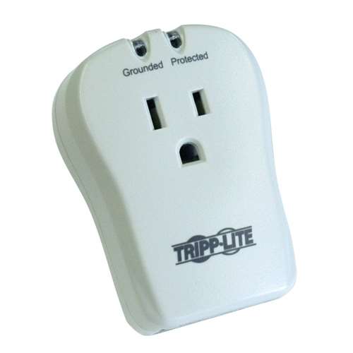 "Protect It! 1-Outlet Portable Surge Protector, Direct Plug-In, 1080 Joules, Tel/Modem Protection" (tripp_TRAVELCUBE)