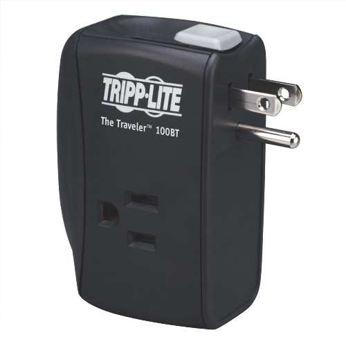 "Protect It! 2-Outlet Portable Surge Protector, Direct Plug-In, 1050 Joules, Ethernet Protection" (tripp_TRAVELER100BT)