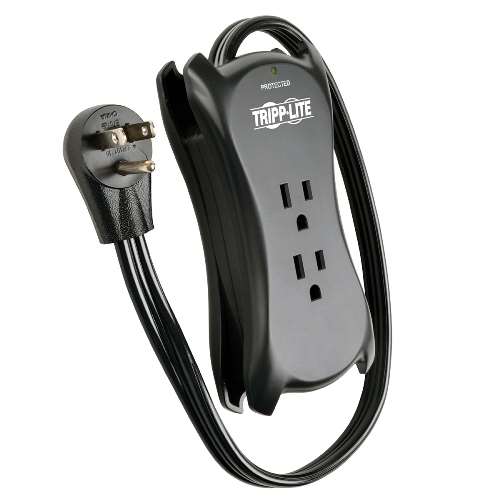 "Protect It! 3-Outlet Travel-Size Surge Protector, 18-in. Cord, 1050 Joules, 2-USB Charging Ports" (tripp_TRAVELER3USB)