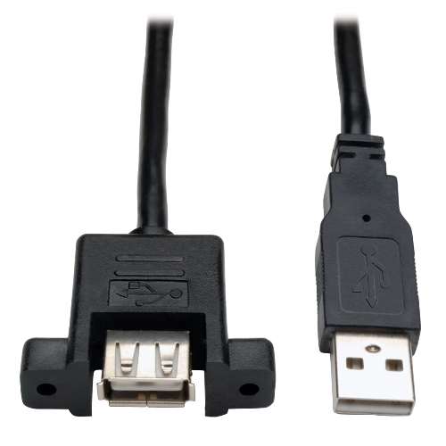 "USB 2.0 Hi-Speed Panel Mount Extension Cable (A to panel mount B M/F), 6-in." (tripp_U024-06N-PM)