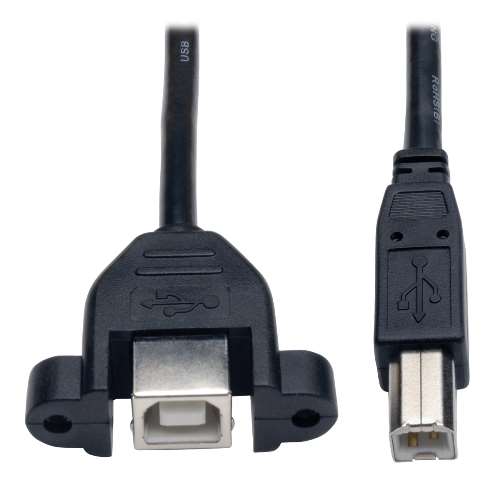 "USB 2.0 Hi-Speed Panel Mount Extension Cable (B to Panel Mount B M/F), 1-ft." (tripp_U025-001-PM)