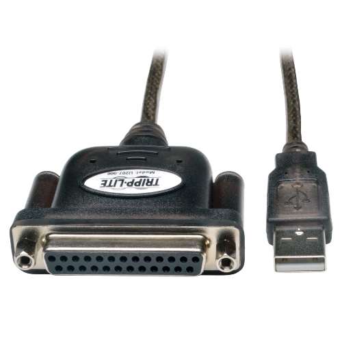 "Hi-Speed USB to IEEE 1284 Parallel Printer Gold Adapter Cable (USB-A to DB25 M/F), 6-ft." (tripp_U207-006)