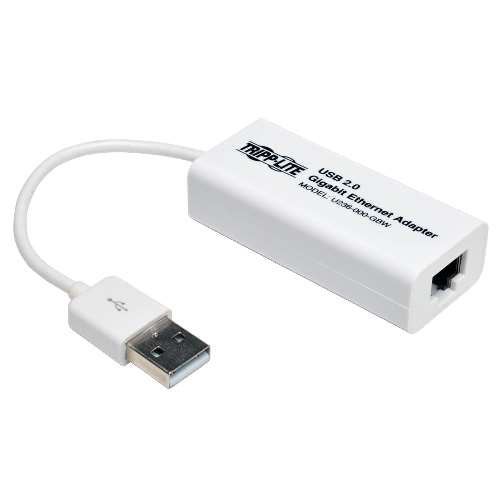 "USB 2.0 Hi-Speed to Gigabit Ethernet NIC Network Adapter, 10/100/1000 Mbps, White" (tripp_U236-000-GBW)