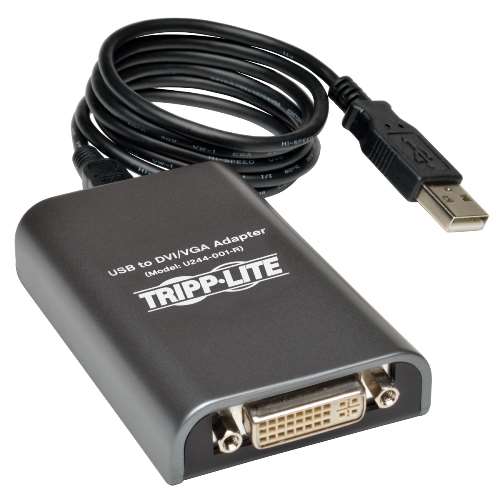 "USB 2.0 to DVI/VGA Dual/Multi-Monitor External Video Graphics Card Adapter, 128 MB SDRAM, 1080p" (tripp_U244-001-R)