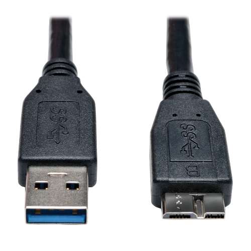 "USB 3.0 SuperSpeed Device Cable (A to Micro-B M/M) Black, 3-ft." (tripp_U326-003-BK)