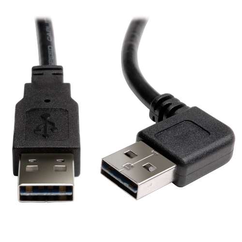 "Universal Reversible USB 2.0 Hi-Speed Cable (Right/Left Angle Reversible A to Reversible A M/M), 3-ft." (tripp_UR020-003-RA)