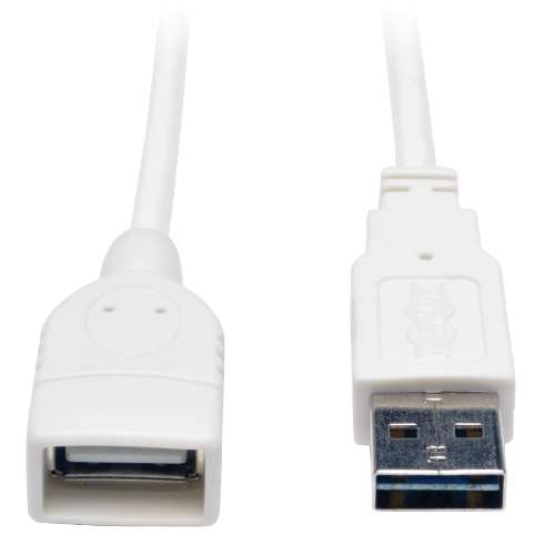 "Universal Reversible USB 2.0 Hi-Speed Extension Cable (Reversible A to A M/F), White, 3-ft." (tripp_UR024-003-WH)