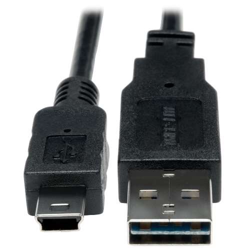 "Universal Reversible USB 2.0 Hi-Speed Converter Adapter Cable (Reversible A to 5Pin Mini B M/M), 1-ft." (tripp_UR030-001)