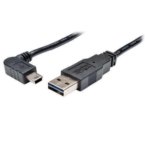 "Universal Reversible USB 2.0 Hi-Speed Cable (Reversible A to Right-Angle 5Pin Mini B M/M), 3-ft." (tripp_UR030-003-RAB)