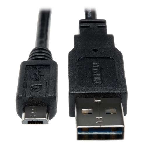 "Universal Reversible USB 2.0 Hi-Speed Cable (Reversible A to 5Pin Micro B M/M), 1-ft." (tripp_UR050-001)