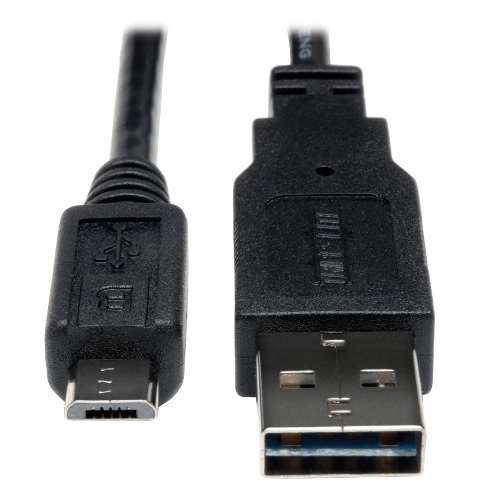 "Universal Reversible USB 2.0 Hi-Speed Cable (Reversible A to 5Pin Micro B M/M), 3-ft." (tripp_UR050-003)