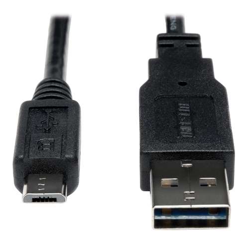 "Universal Reversible USB 2.0 Hi-Speed Cable, 28/24AWG (Reversible A to 5Pin Micro B M/M), 6-ft." (tripp_UR050-006-24G)