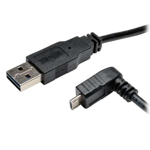 "Universal Reversible USB 2.0 Hi-Speed Cable (Reversible A to Down-Angle 5Pin Micro B M/M), 6-ft." (tripp_UR050-006-DNB)