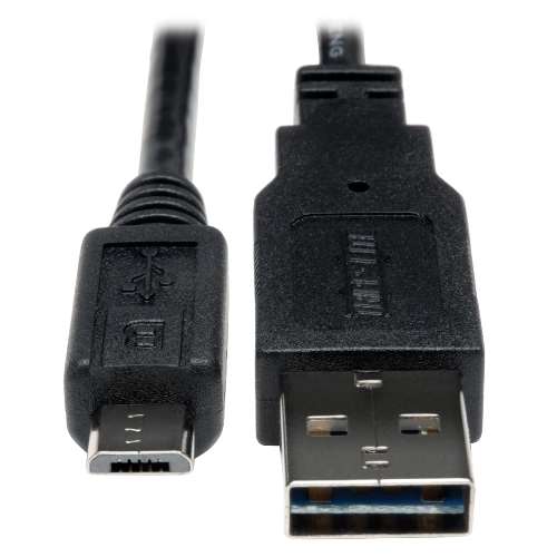 "Universal Reversible USB 2.0 Hi-Speed Cable (Reversible A to 5Pin Micro B M/M), 6-in." (tripp_UR050-06N)